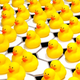 Artistic representation of an imperfect crystal, with repeating units portrayed as a series of infinite ducks. Credit: SLAC National Accelerator Laboratory.